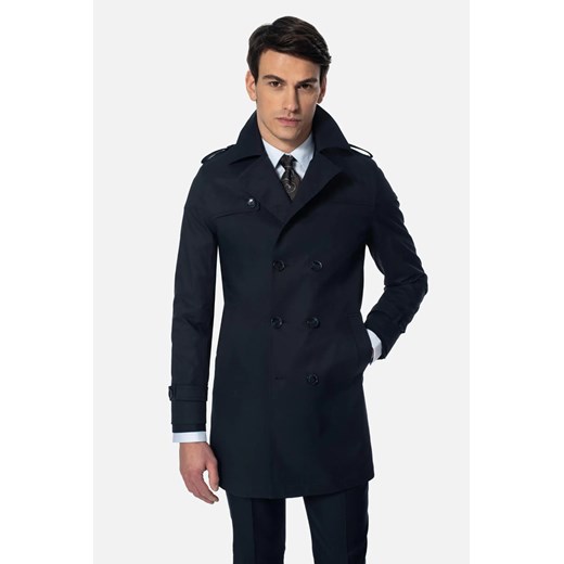 PŁASZCZ WINNOW GRANATOWY DWURZĘDOWY ze sklepu Recman w kategorii Płaszcze męskie - zdjęcie 186532597