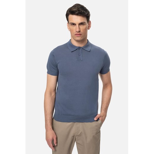 KOSZULKA POLO FAURE NIEBIESKA Z BAWEŁNY ze sklepu Recman w kategorii T-shirty męskie - zdjęcie 186532648