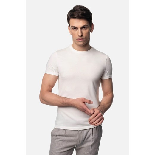 T SHIRT MUXAL ECRU Z MODALEM ze sklepu Recman w kategorii T-shirty męskie - zdjęcie 186532666