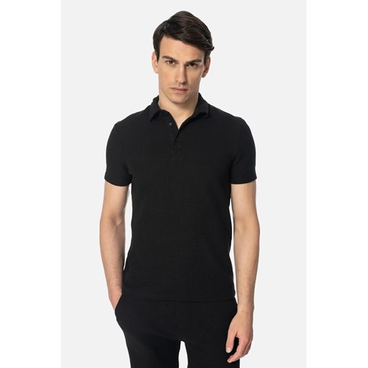 KOSZULKA POLO GUALDO CZARNA Z BAWEŁNĄ ze sklepu Recman w kategorii T-shirty męskie - zdjęcie 186532745