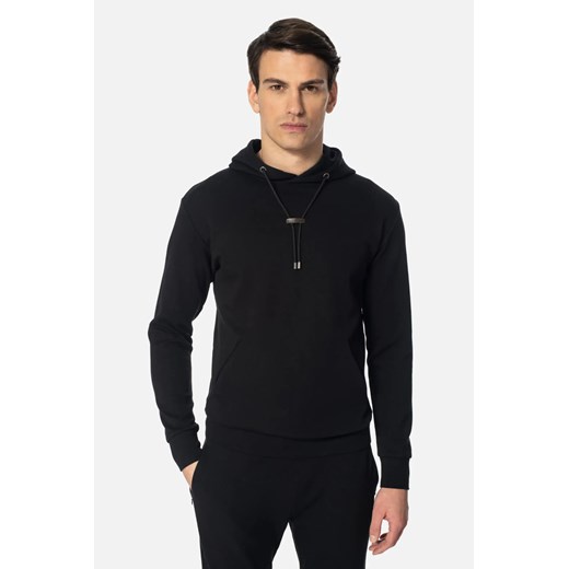 BLUZA HONDO Z OKRĄGŁYM DEKOLTEM CZARNA Z BAWEŁNY TYPU JERSEY ze sklepu Recman w kategorii Bluzy męskie - zdjęcie 186532756