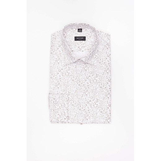 KOSZULA CORSINI 3296E DŁUGI RĘKAW SLIM FIT BEŻOWA Z BAWEŁNĄ ze sklepu Recman w kategorii Koszule męskie - zdjęcie 186532885