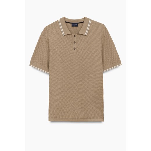 KOSZULKA POLO TENNIS CLUB 116 BEŻOWA Z WISKOZY ze sklepu Recman w kategorii T-shirty męskie - zdjęcie 186533165