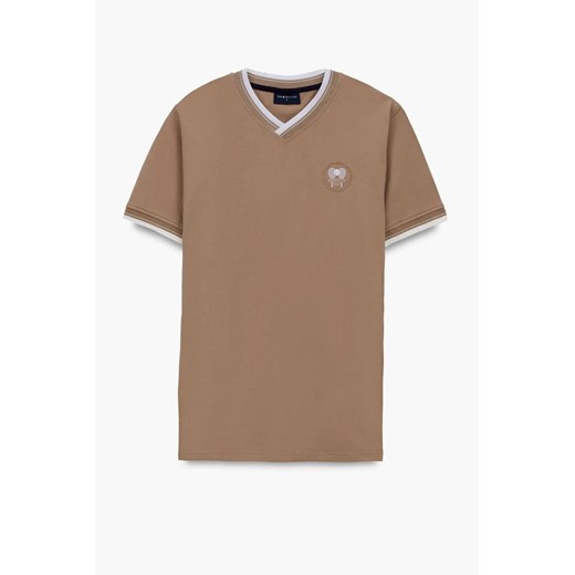 T SHIRT TENNIS CLUB 115 BEŻOWY Z BAWEŁNY TYPU PIKA ze sklepu Recman w kategorii T-shirty męskie - zdjęcie 186533227