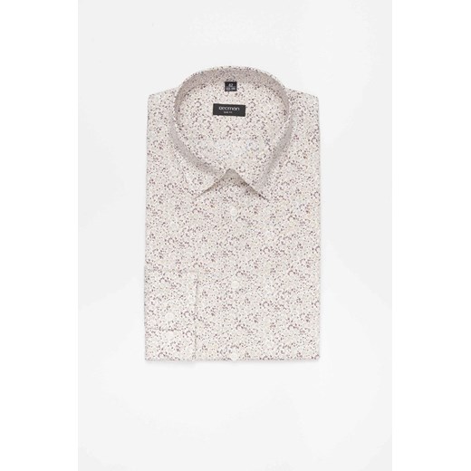 KOSZULA COLINE 3312D DŁUGI RĘKAW SLIM FIT BEŻOWA Z BAWEŁNY ze sklepu Recman w kategorii Koszule męskie - zdjęcie 186533417