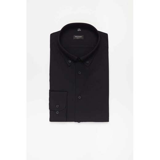 KOSZULA FORMENTO 3258D DŁUGI RĘKAW SLIM FIT CZARNA Z WISKOZĄ ze sklepu Recman w kategorii Koszule męskie - zdjęcie 186533425