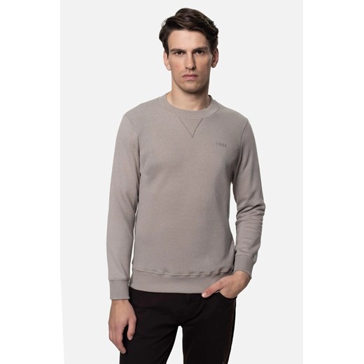 BLUZA FAVARA Z OKRĄGŁYM DEKOLTEM BEŻOWA Z BAWEŁNĄ ze sklepu Recman w kategorii Bluzy męskie - zdjęcie 186533599