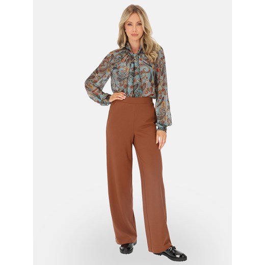 Brązowe spodnie damskie wide-leg L’AF Lorin ze sklepu Eye For Fashion w kategorii Spodnie damskie - zdjęcie 186534017