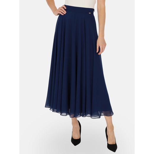 Granatowa zwiewna rozkloszowana spódnica maxi L'AF Bettina ze sklepu Eye For Fashion w kategorii Spódnice - zdjęcie 186534018