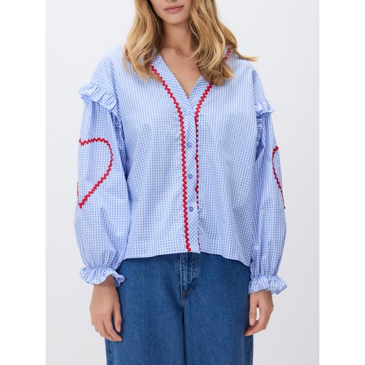 Reserved - Koszula z kontrastową wstawką - jasnoniebieski ze sklepu Reserved w kategorii Koszule damskie - zdjęcie 186534219