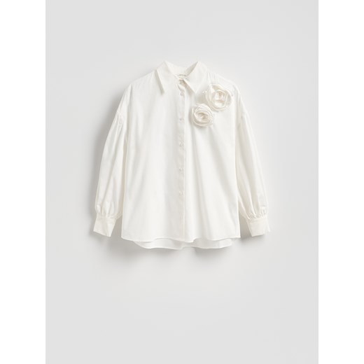 Reserved - Koszula z kwiatową aplikacją - biały Reserved XS Reserved