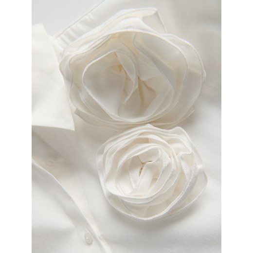 Reserved - Koszula z kwiatową aplikacją - biały Reserved S Reserved