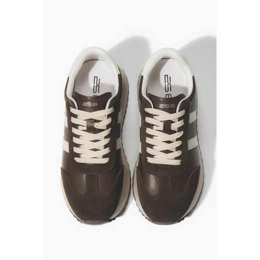 ES8: Ciemnobrązowe sneakersy damskie ze skóry naturalnej i weluru ze sklepu Estro w kategorii Buty sportowe damskie - zdjęcie 186534477