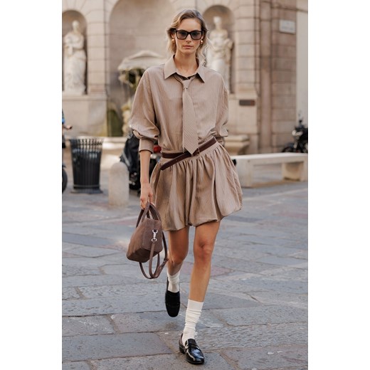 KOSZULA DAMSKA MILANO TAUPE STRIPES ze sklepu Jemiol w kategorii Koszule damskie - zdjęcie 186538469
