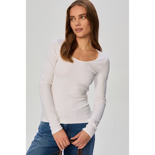 BLUZKA LONGSLEEVE RIB WHITE ze sklepu Jemiol w kategorii Bluzki damskie - zdjęcie 186538676