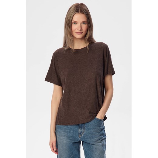 T-SHIRT DAMSKI CLASSIC CHOCO MELANGE ze sklepu Jemiol w kategorii Bluzki damskie - zdjęcie 186539049