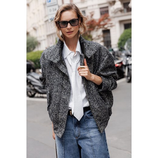 KURTKA DAMSKA SCOTLAND HERRINGBONE NAVY BLUE ze sklepu Jemiol w kategorii Kurtki damskie - zdjęcie 186539367