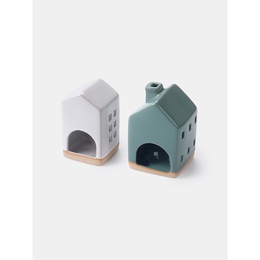 Sinsay - Świeczniki świąteczne 2 pack w kształcie domku - wielobarwny Sinsay One Size Sinsay