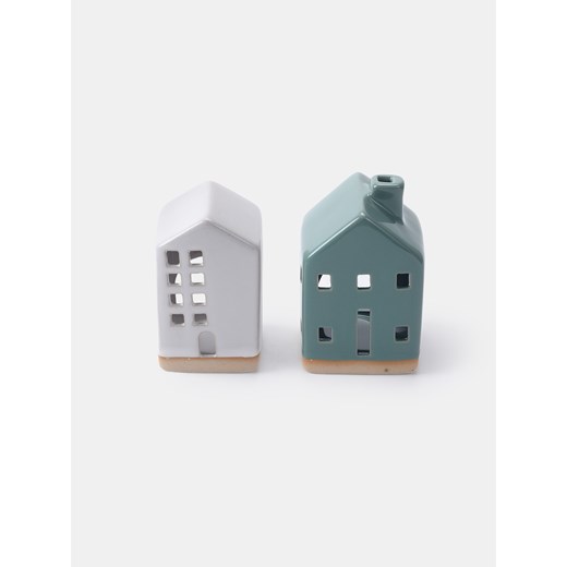 Sinsay - Świeczniki świąteczne 2 pack w kształcie domku - wielobarwny Sinsay One Size Sinsay
