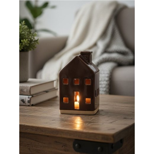 Sinsay - Świecznik świąteczny w kształcie domku - brązowy Sinsay One Size Sinsay