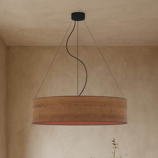 Duża lampa wisząca 80 cm do salonu PORTO ECO fi - 80 cm - kolor kasztanowy ze sklepu Lysne w kategorii Lampy wiszące - zdjęcie 186540116