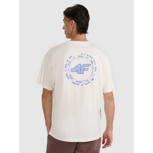 Męski t-shirt z nadrukiem 4F 4FWAW25TTSHM2403 - beżowy ze sklepu Sportstylestory.com w kategorii T-shirty męskie - zdjęcie 186540448