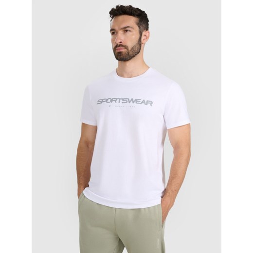 Męski t-shirt z nadrukiem 4F 4FWAW25TTSHM2962 - biały ze sklepu Sportstylestory.com w kategorii T-shirty męskie - zdjęcie 186540485