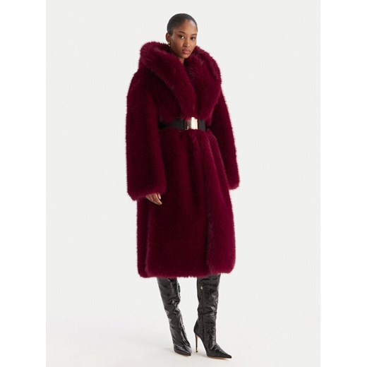 YES LONDON Futro ECO/035 Bordowy Regular Fit ze sklepu MODIVO w kategorii Futra damskie - zdjęcie 186541366