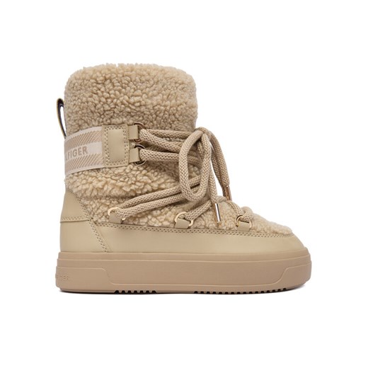 Tommy Hilfiger Śniegowce Faux Shearling Snowboot FW0FW08788 Écru ze sklepu MODIVO w kategorii Śniegowce damskie - zdjęcie 186541407