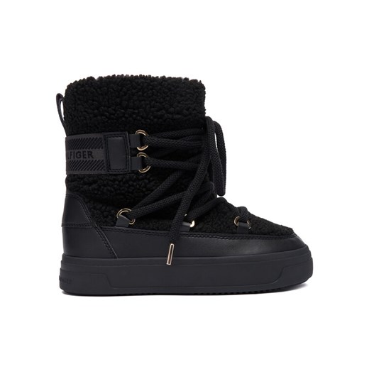 Tommy Hilfiger Śniegowce Faux Shearling Snowboot FW0FW08788 Czarny ze sklepu MODIVO w kategorii Śniegowce damskie - zdjęcie 186541447
