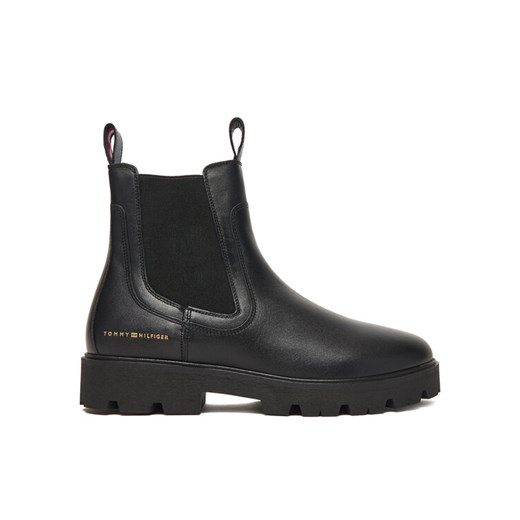 Tommy Hilfiger Sztyblety Lthr Low Chelsea FW0FW08775 Czarny ze sklepu MODIVO w kategorii Botki - zdjęcie 186541465