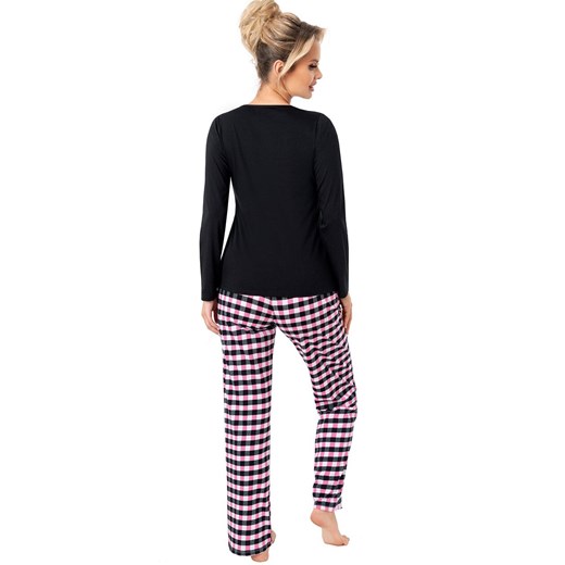 Długa czarna piżama damska bawełniana w kratę Sleep, Kolor czarny, Rozmiar S, Donna ze sklepu Primodo w kategorii Piżamy damskie - zdjęcie 186542138