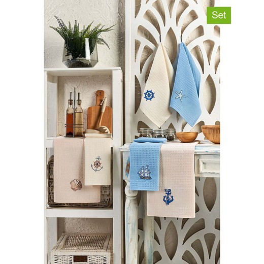 Colourful Cotton Ściereczki (6 szt.) w kolorze kremowo-błękitno-jasnoróżowym do naczyń ze sklepu Limango Polska w kategorii Ścierki kuchenne - zdjęcie 186542367