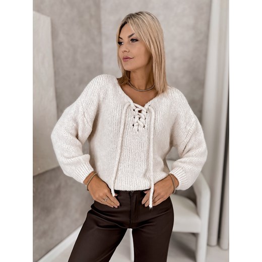 sweter caspian beżowy one size ze sklepu UBRA w kategorii Swetry damskie - zdjęcie 186542739