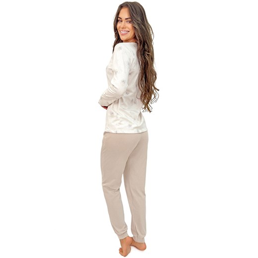 Bawełniana piżama damska z długimi spodniami Sandi long, Kolor beżowy, Rozmiar Donna M okazyjna cena Intymna