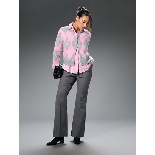 Sinsay - Spodnie flare z paskiem - szary Sinsay L Sinsay