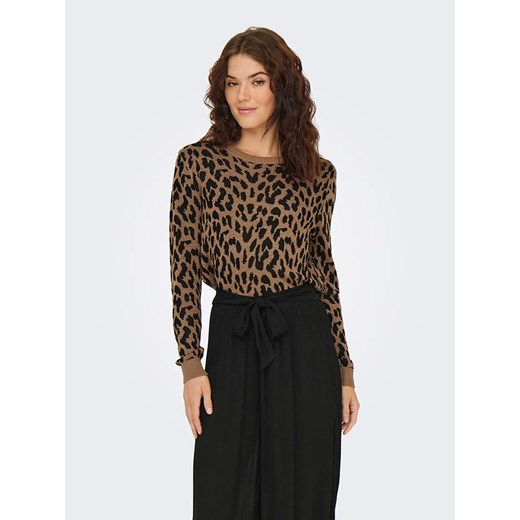 ONLY Sweter w kolorze jasnobrązowo-czarnym S wyprzedaż Limango Polska