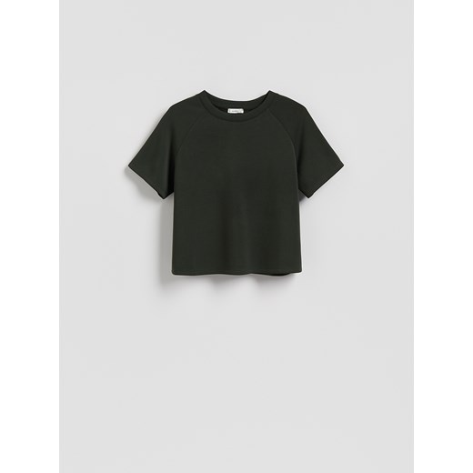 Reserved - T-shirt regular z modalem - ciemnozielony ze sklepu Reserved w kategorii Bluzki damskie - zdjęcie 186546507