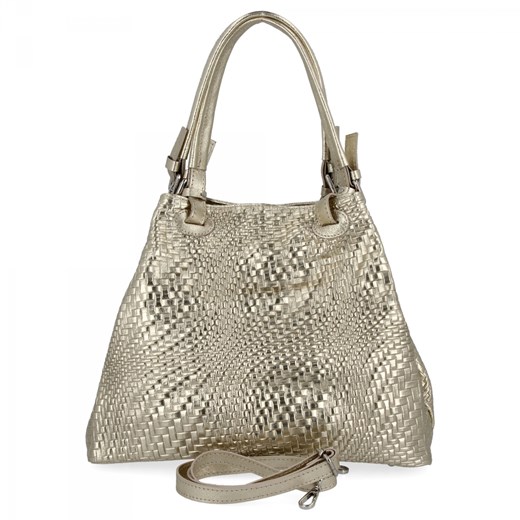Modna Torebka Skórzana Shopper Bag 527 Złota Other One Size promocja PaniTorbalska
