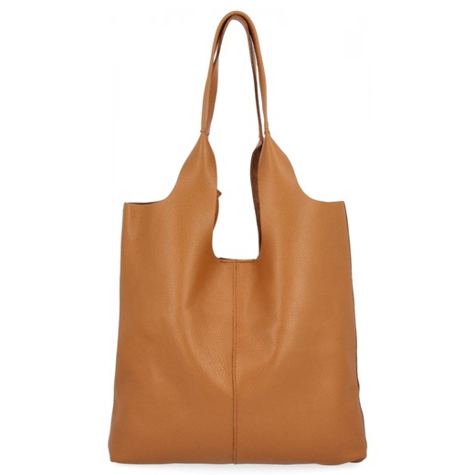 Włoska Torebka Skórzana Shopper Bag z Kosmetyczką 165 Ruda ze sklepu PaniTorbalska w kategorii Torby Shopper bag - zdjęcie 186546719