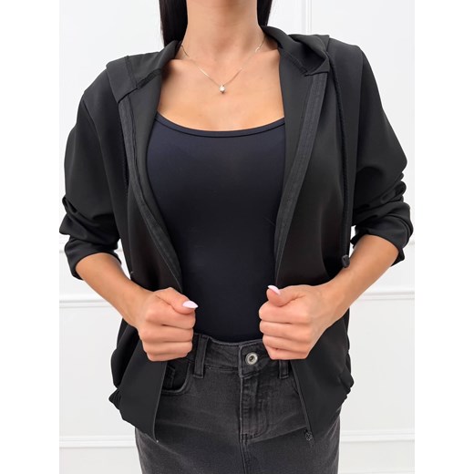 Czarna Bluza z Kapturem Modnakiecka.pl 44 okazyjna cena ModnaKiecka.pl