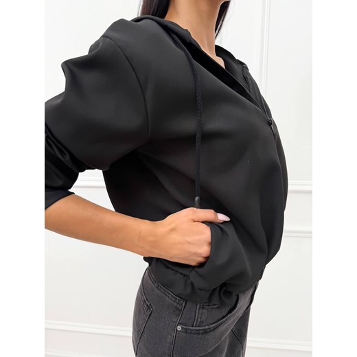 Czarna Bluza z Kapturem Modnakiecka.pl 38 okazja ModnaKiecka.pl