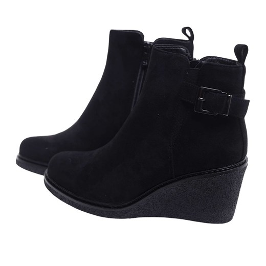 Czarne botki damskie na koturnie /F10-3 18319 W484/ 36 Pantofelek24.pl