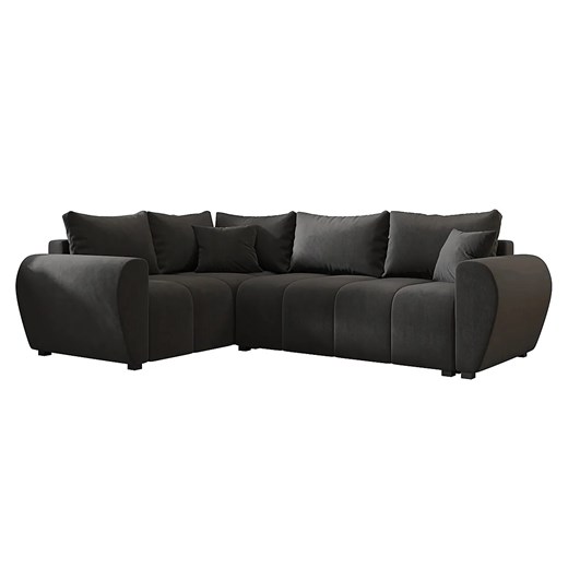 Ciemnoszary welurowy narożnik rozkładany w kształcie L G8-E74 - id: 53333 - marki Elior - 186549138 Ciemnoszary welurowy narożnik rozkładany w kształcie L G8-E74 ze sklepu Edinos.pl w kategorii Narożniki - zdjęcie 186549138