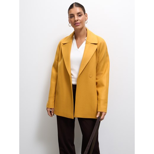 Mohito - Krótki płaszcz - musztardowy ze sklepu Mohito w kategorii Płaszcze damskie - zdjęcie 186549459