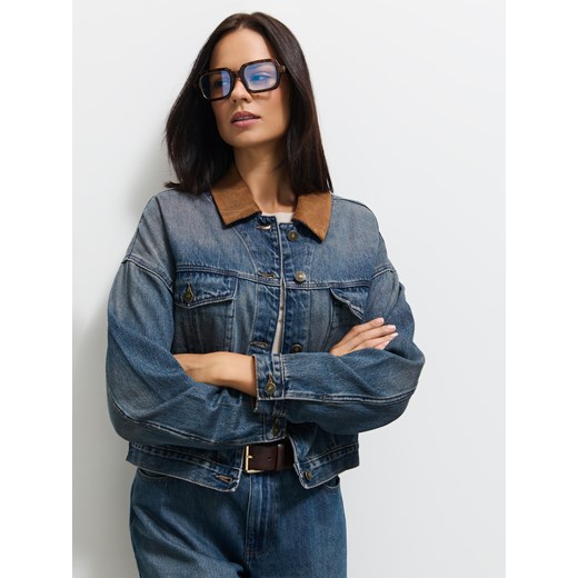 Mohito - Kurtka jeansowa - granatowy ze sklepu Mohito w kategorii Kurtki damskie - zdjęcie 186549478