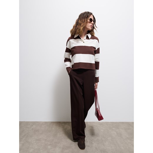 Mohito - Longsleeve z kołnierzykiem polo - kremowy ze sklepu Mohito w kategorii Bluzki damskie - zdjęcie 186549586