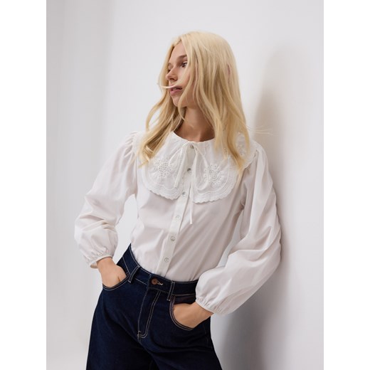 Reserved - Koszula z ozdobnym kołnierzem - biały ze sklepu Reserved w kategorii Koszule damskie - zdjęcie 186549785