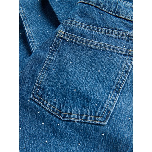 Reserved - Jeansy straight z ozdobnymi aplikacjami - niebieski Reserved 34 Reserved