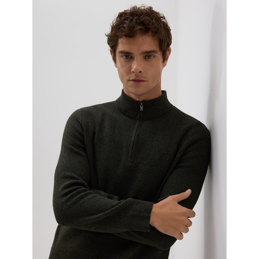 Reserved - Sweter z rozpinanym golfem - ciemnozielony ze sklepu Reserved w kategorii Swetry męskie - zdjęcie 186550137